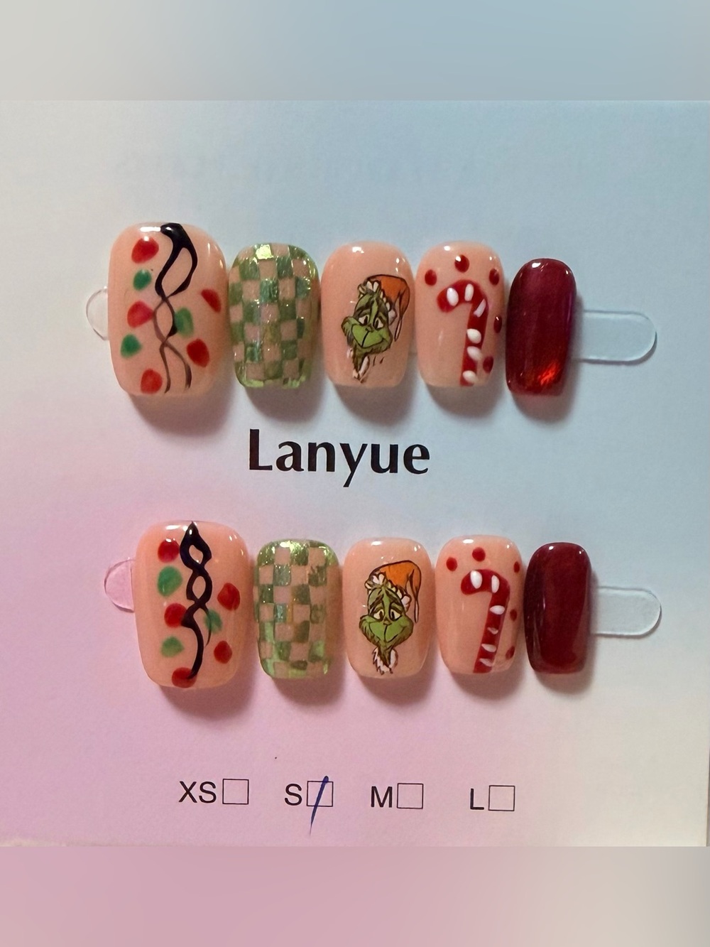 Green & Red Grinch Holiday Press-On Nail Set